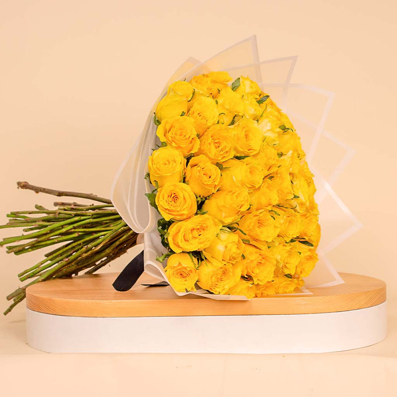 Hand Bouquet of 50 Yellow Roses