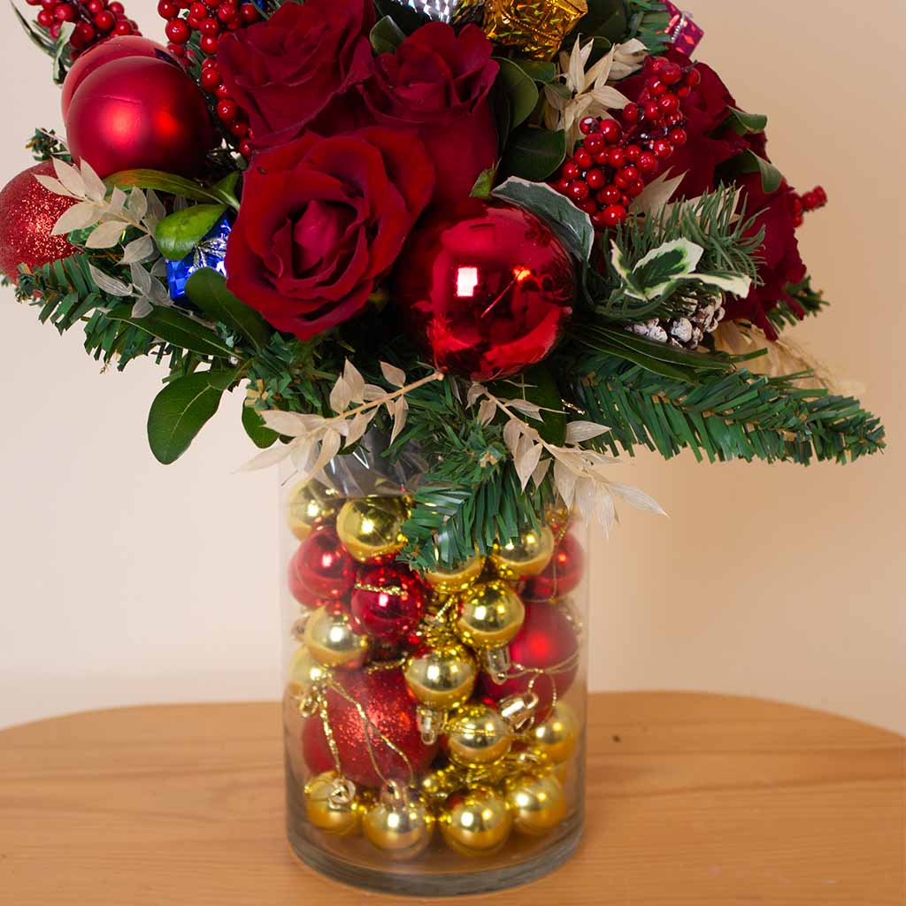 Festive New Year Roses Vase
