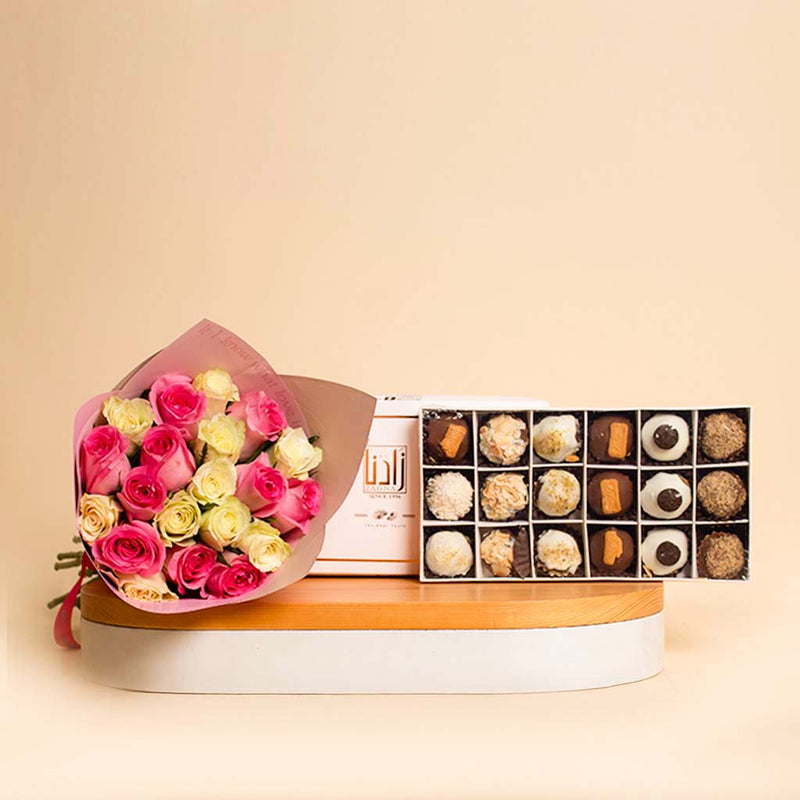 Zadna Dates & White-Pink Flower Bag Gift Set - 18 Piece
