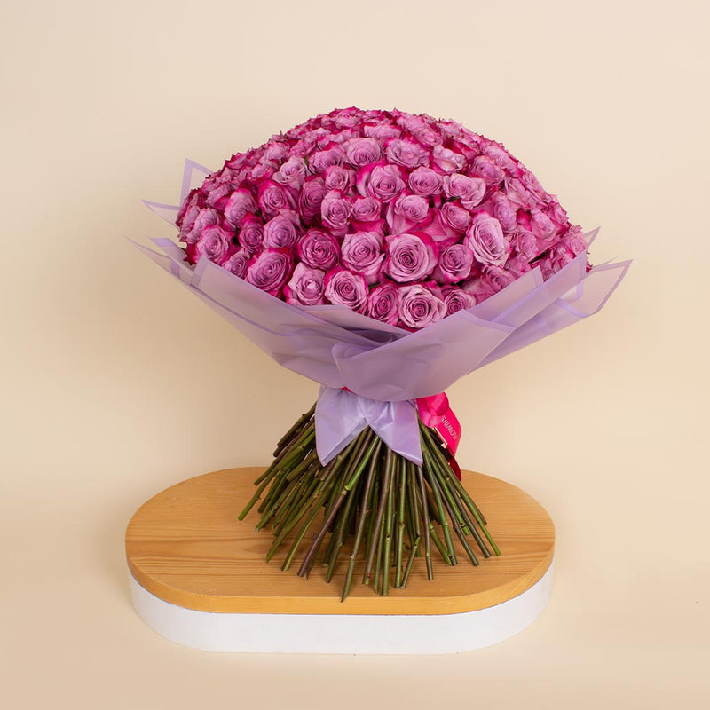 100 Deep purple Roses bouquet