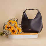 Cocan Black Tote Bag with Sunflower Bouquet