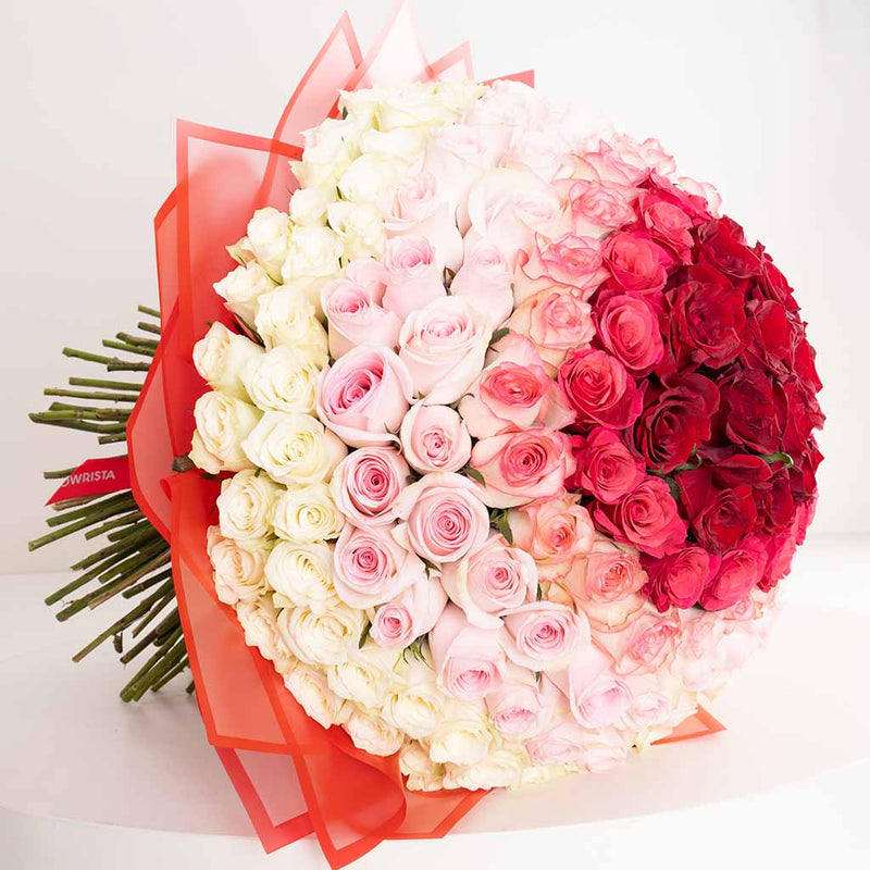 Romantic Spectrum Bouquet - 150 Roses