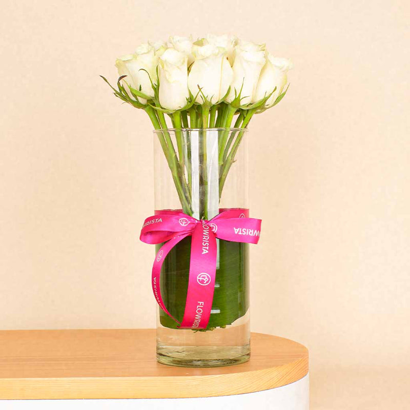 White Flower Vase | 15 Rose