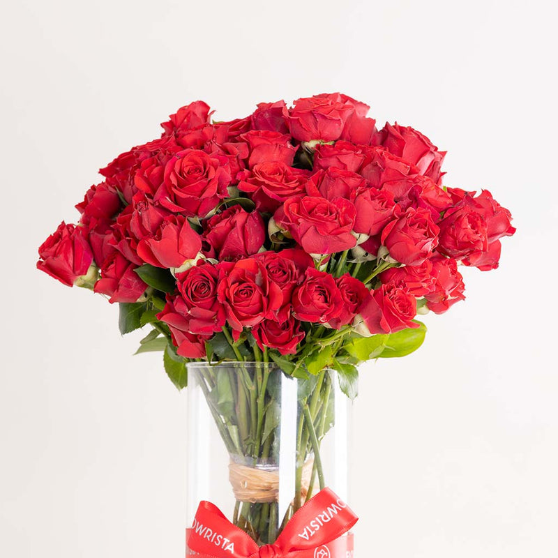Red Baby Roses Vase - 20 Stems