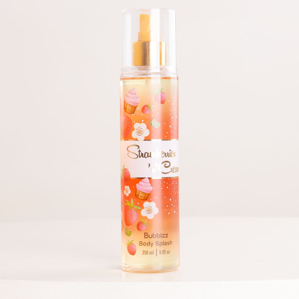 Bubblzz Strawberry Body Care Collection & White Roses Vase