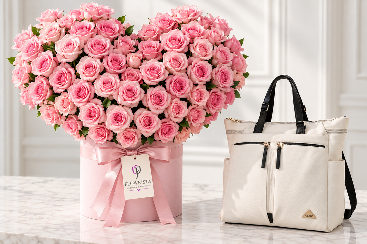 ALDO Ibiliwyr Beige Backpack with Pink Rose Flower Box