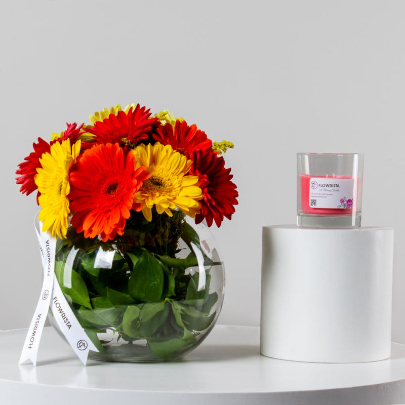 Gerbera Vase & Zara Home Candle Set