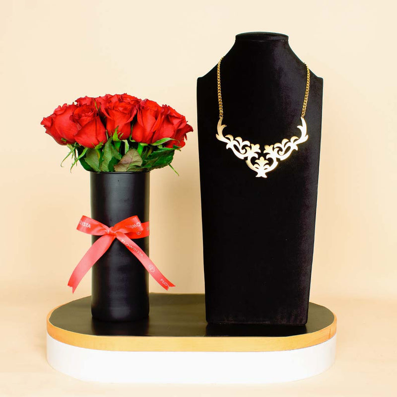 Amaz Elysian Radiance Necklace | Red flower vase