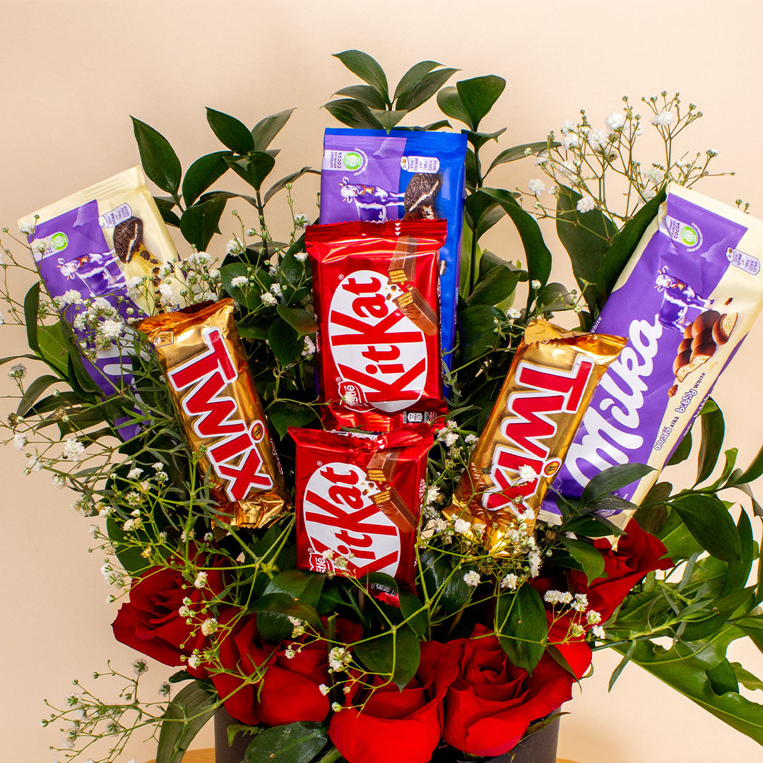 Red Roses with Chocolate Box