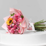 Mixed Roses & Sunflowers Hand Bouquet