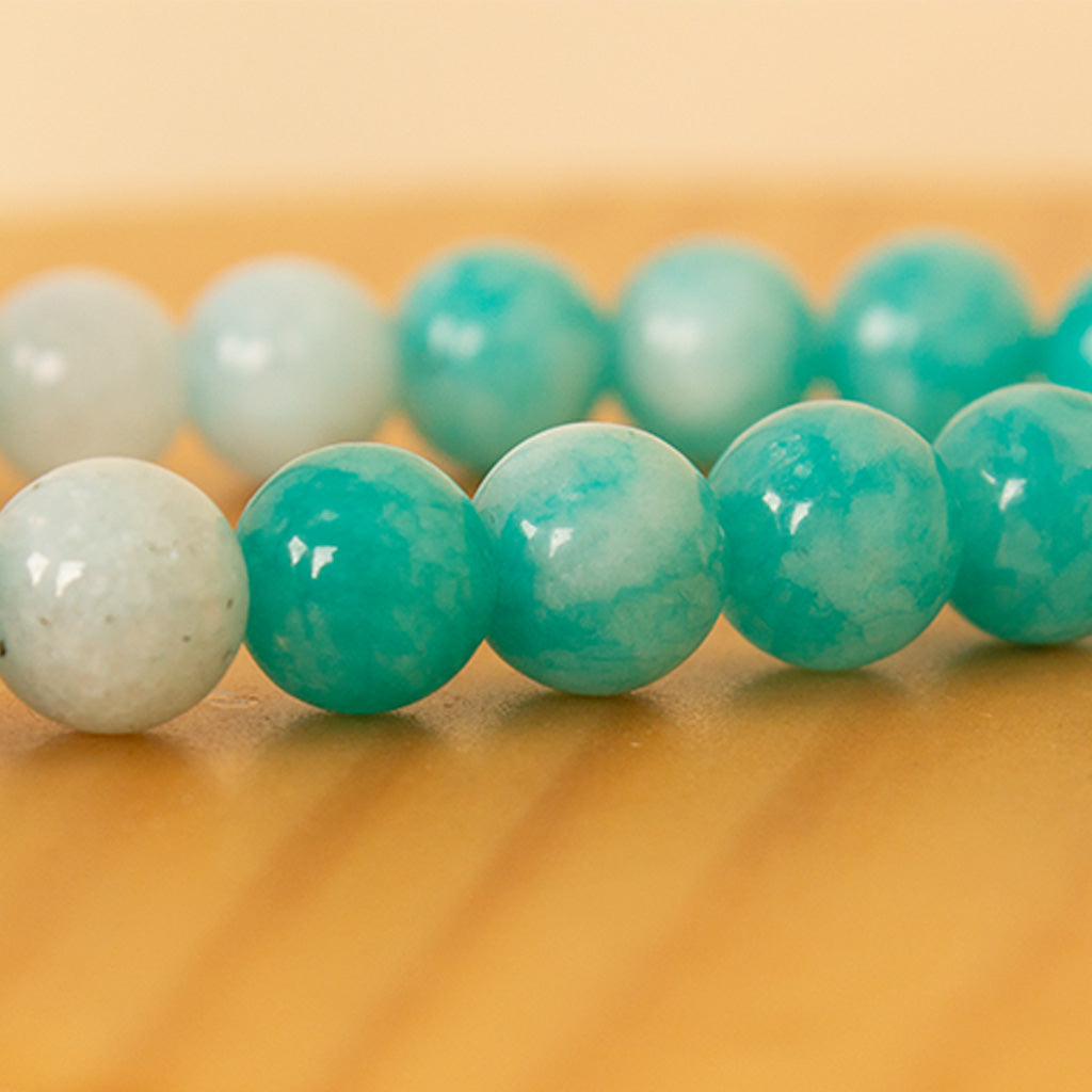 Blue & white Turquoise Rosary 33 Beads & 15 Pink Roses