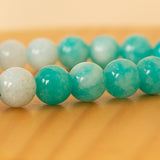 Blue & white Turquoise Rosary 33 Beads & 15 Pink Roses