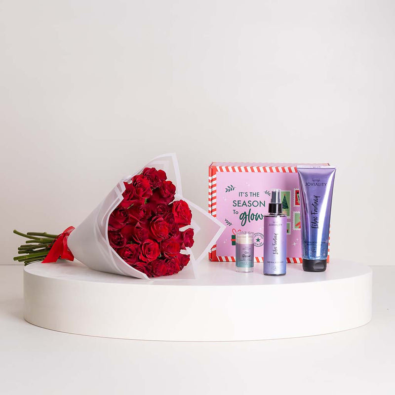 Joviality Lilac Glow Collection & Red Roses Bouquet