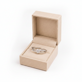 Diamond Ring Set in Beige Velvet Box - Clean White