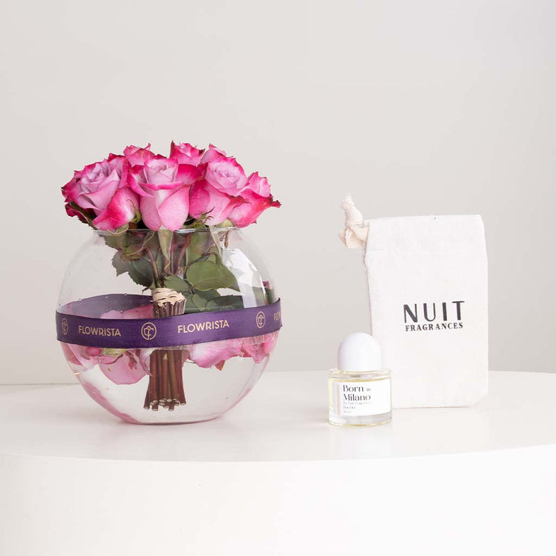 Nuit Born In Milano & Purple Roses Vase