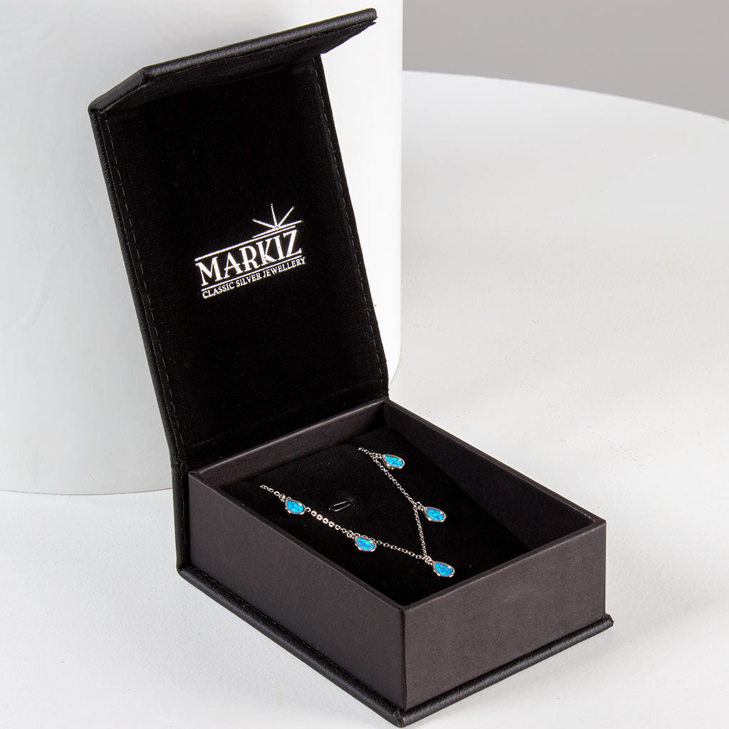 Markiz Rhodium Opal Necklace