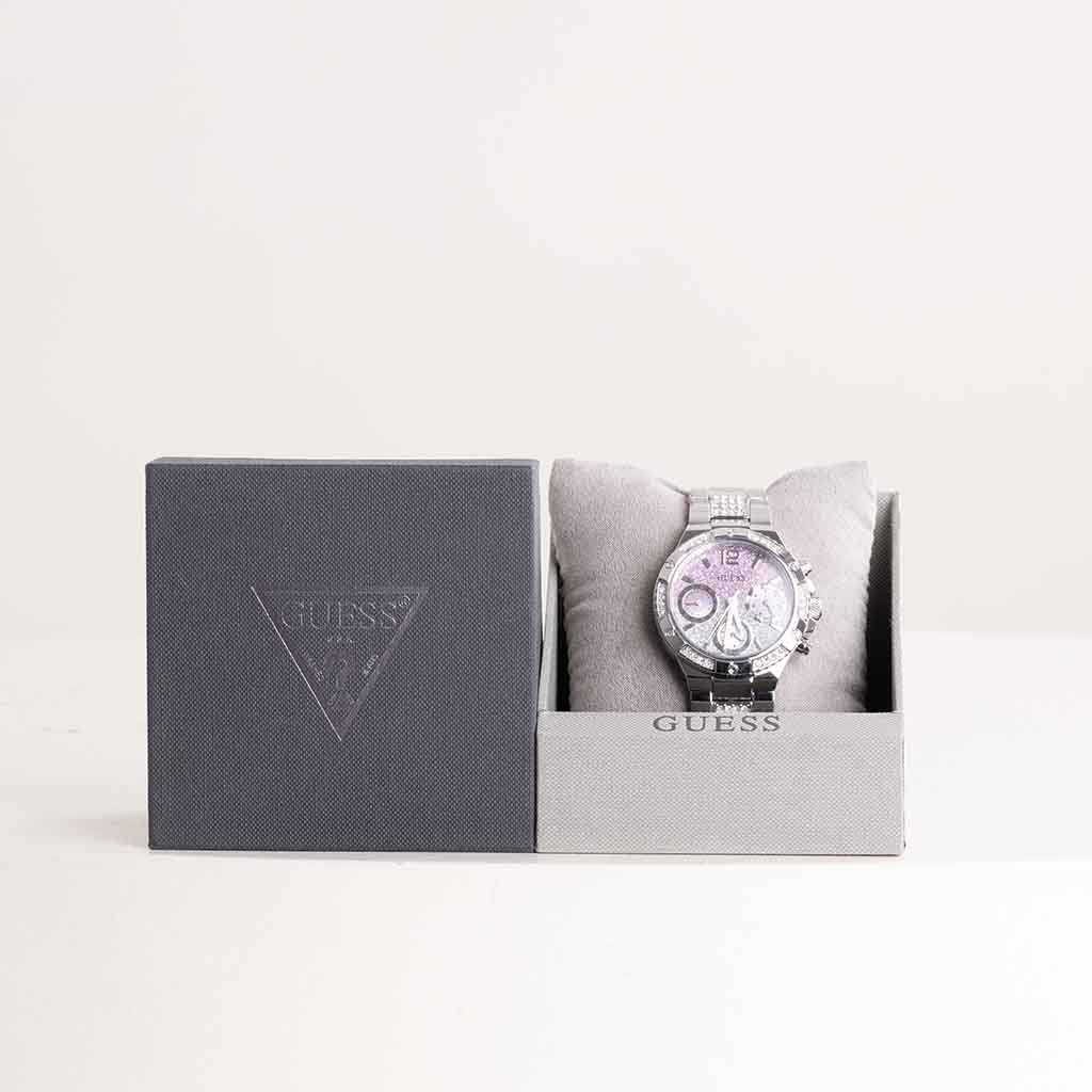 GUESS Ladies Silver Tone Multi-Function Watch & Revival Roses Bouquet