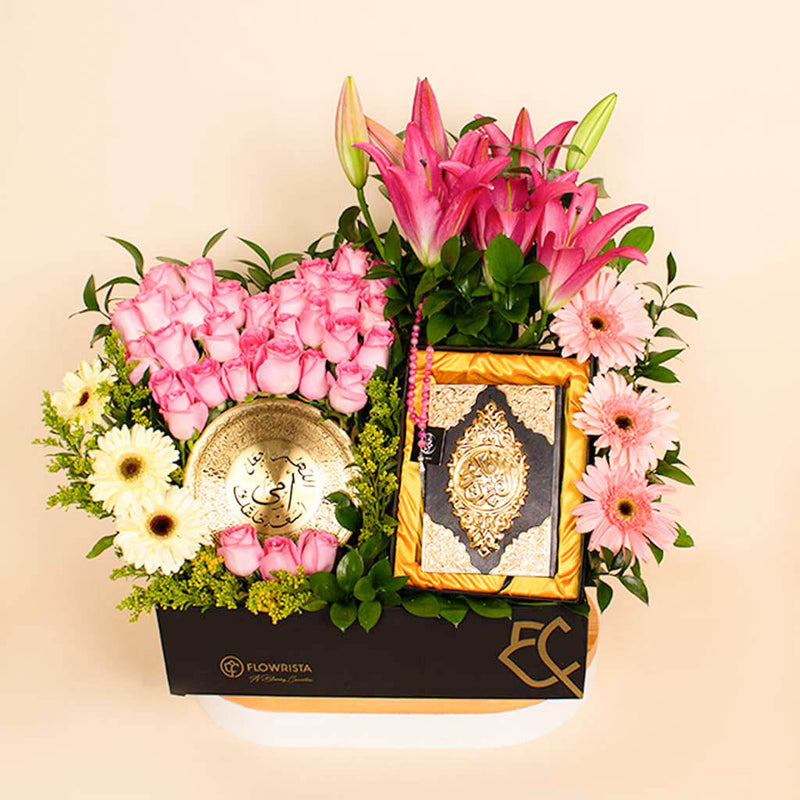 Floral & Spiritual Luxury Gift Box with Roses and Quran