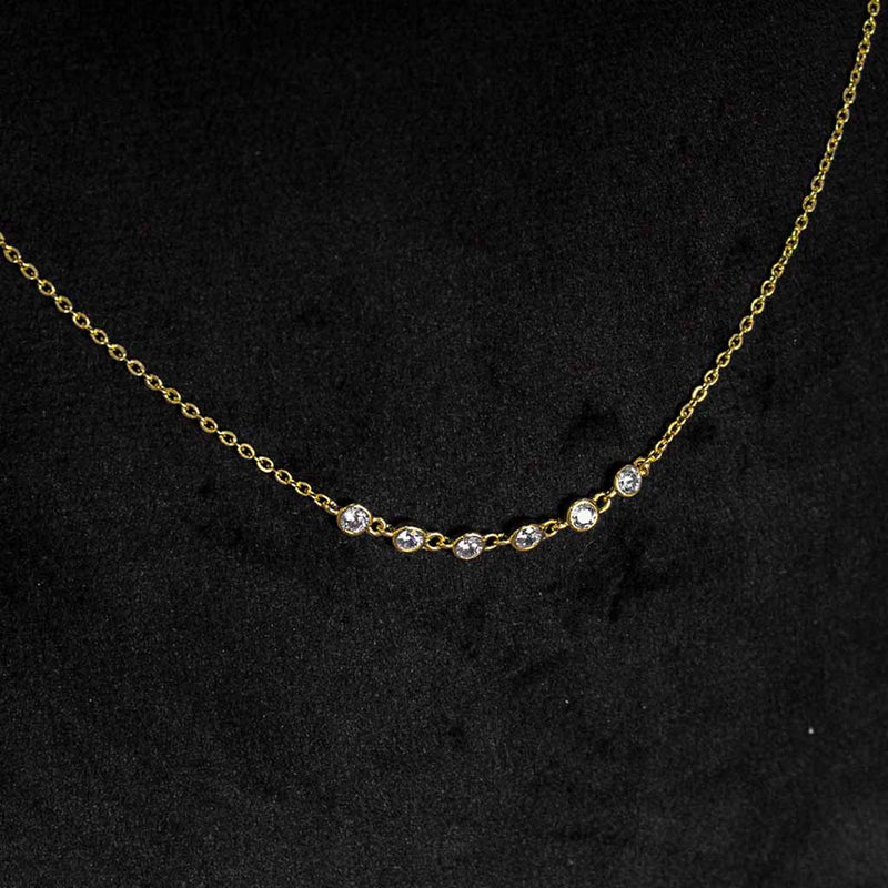 Silver necklace with multiple white stones gold plated