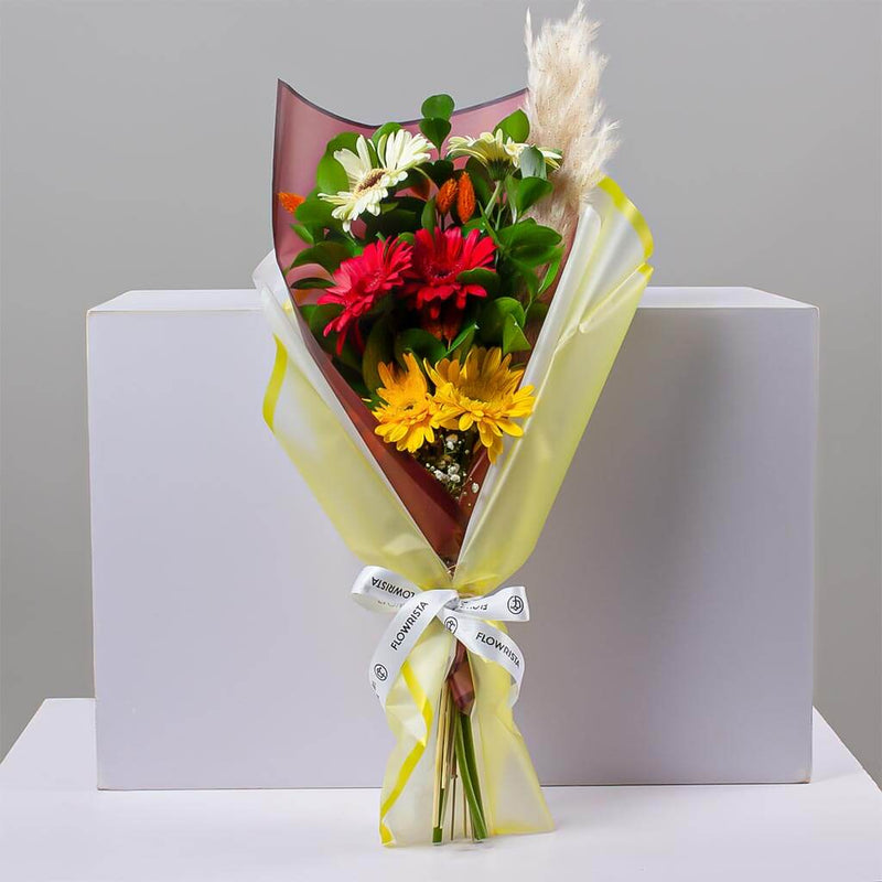 Colorful Gerbera Hand Bouquet