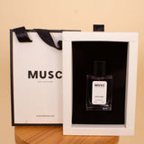 Veloor Layal Scarf & MUSC Coffee Musk with White Roses Vase