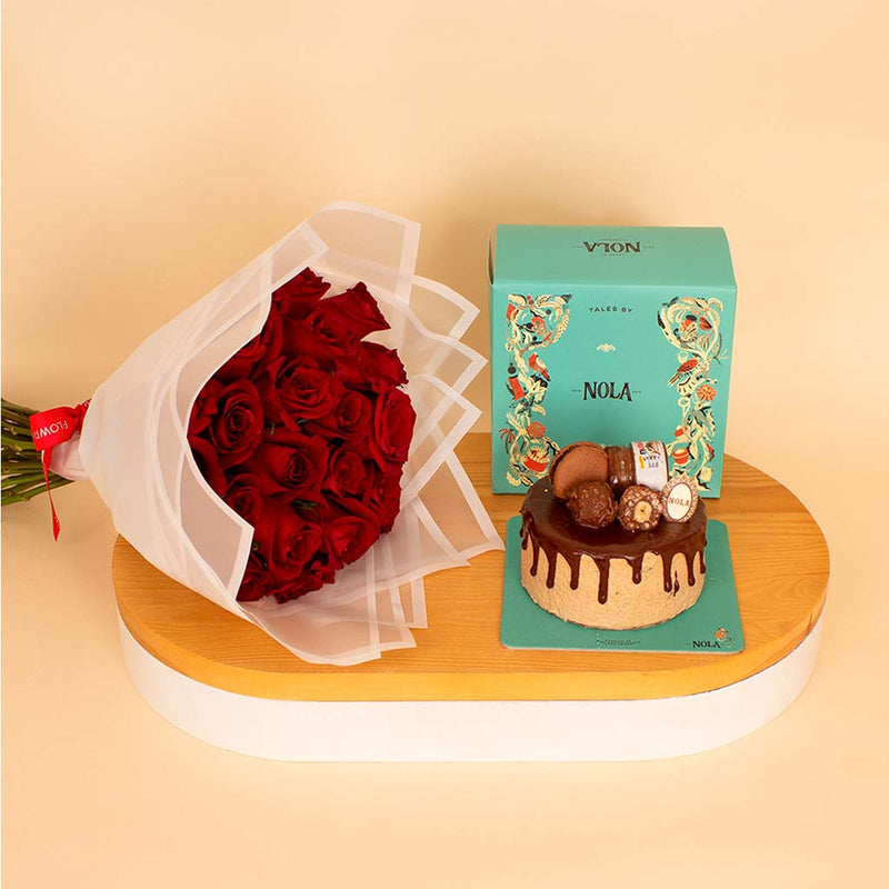 Nola Nutella Crunchy Cake & Red Roses