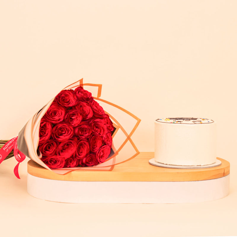 Ninos “Proud of You” Celebration Cake & 20 Red Roses