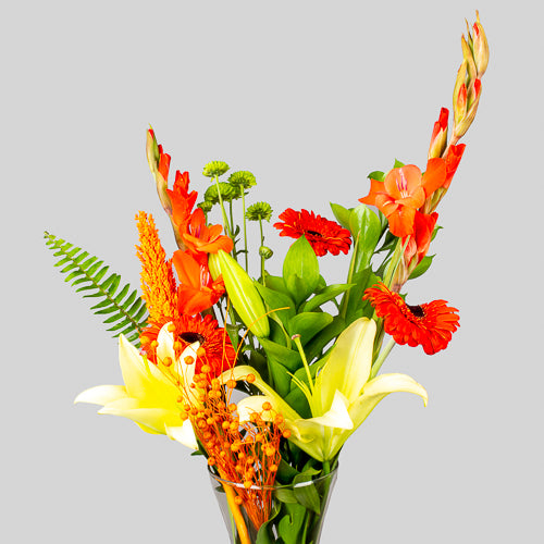 Yellow Lilies & Orange Gerberas Vase