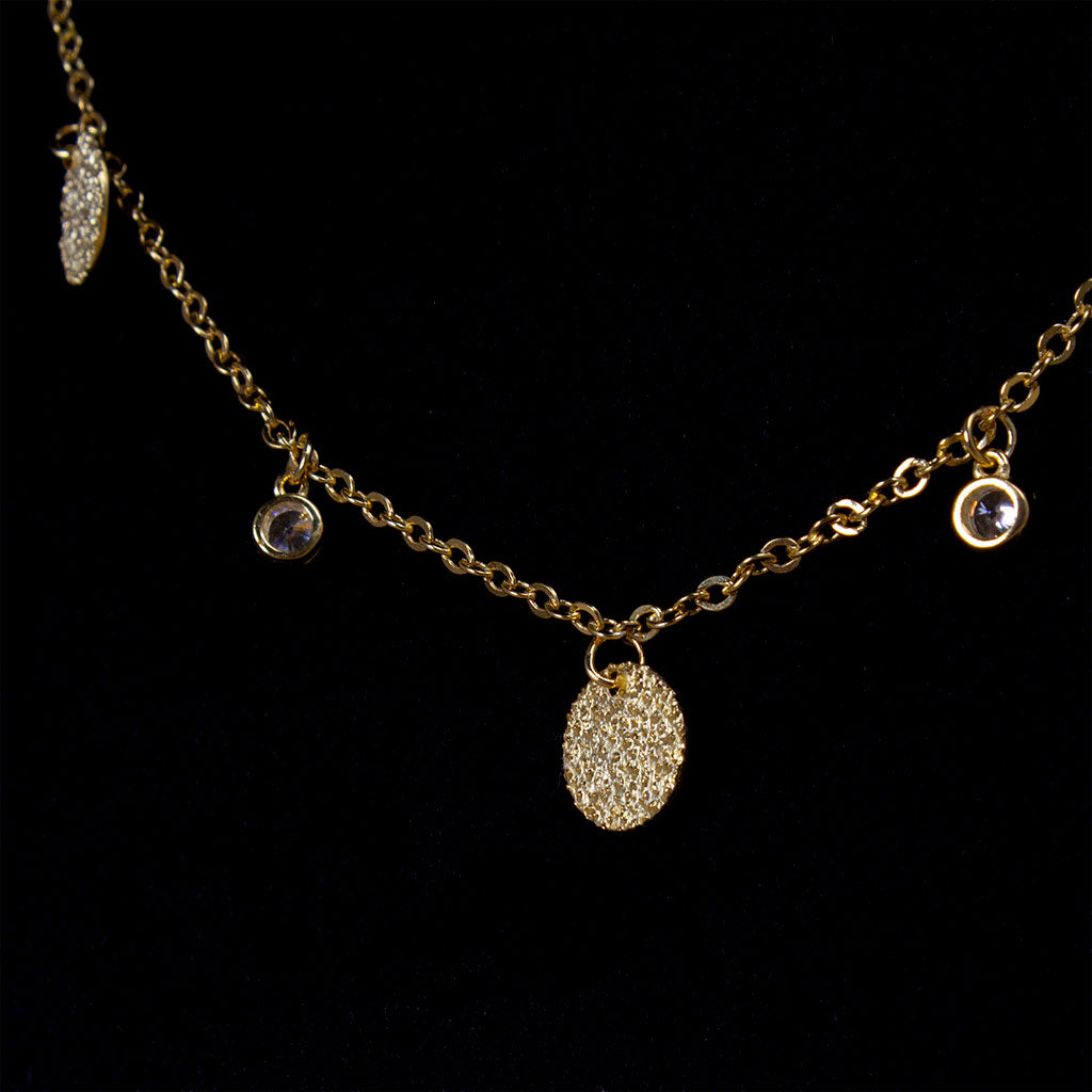 Felizmoda Multiple circles and crystals silver necklace gold plated | Purple Flower Vase