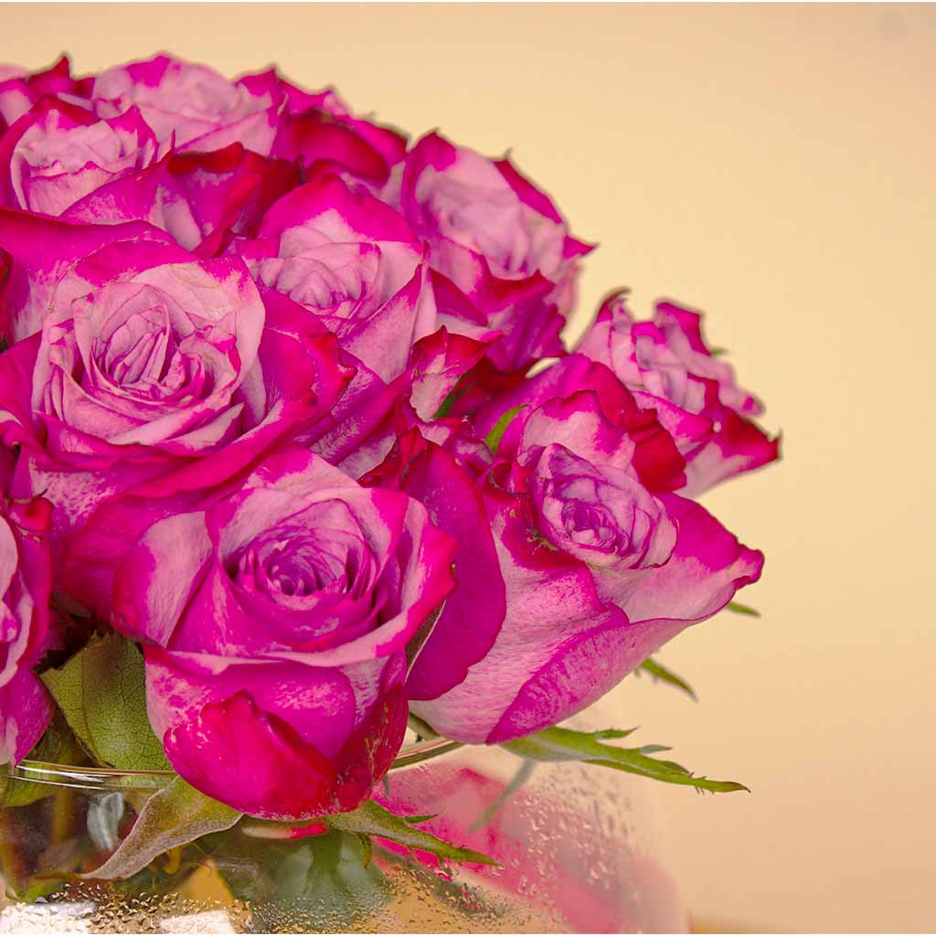 Bowl Vase – 20 Purple Flowers