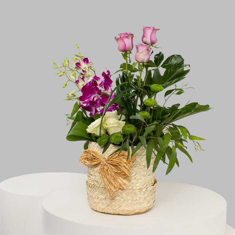 Orchid and Roses Flowers Box