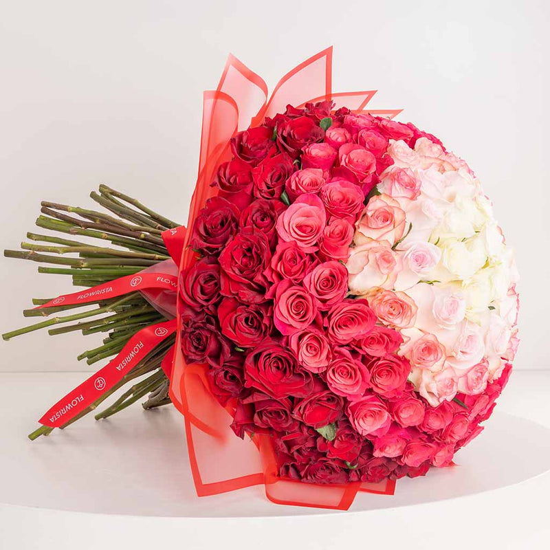Flowrista Ombre Mixed Roses Bouquet - 150 Roses