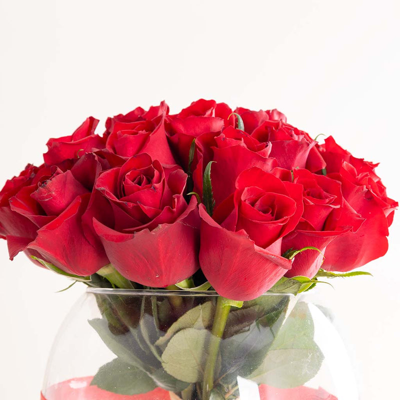 Red Roses Vase - 20 Stems