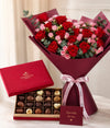 Godiva Chocolate Box & Red Roses Bouquet with Card