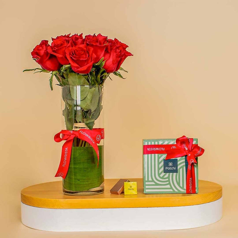 Patchi Chocolates | Love 15 Red Rose Vase