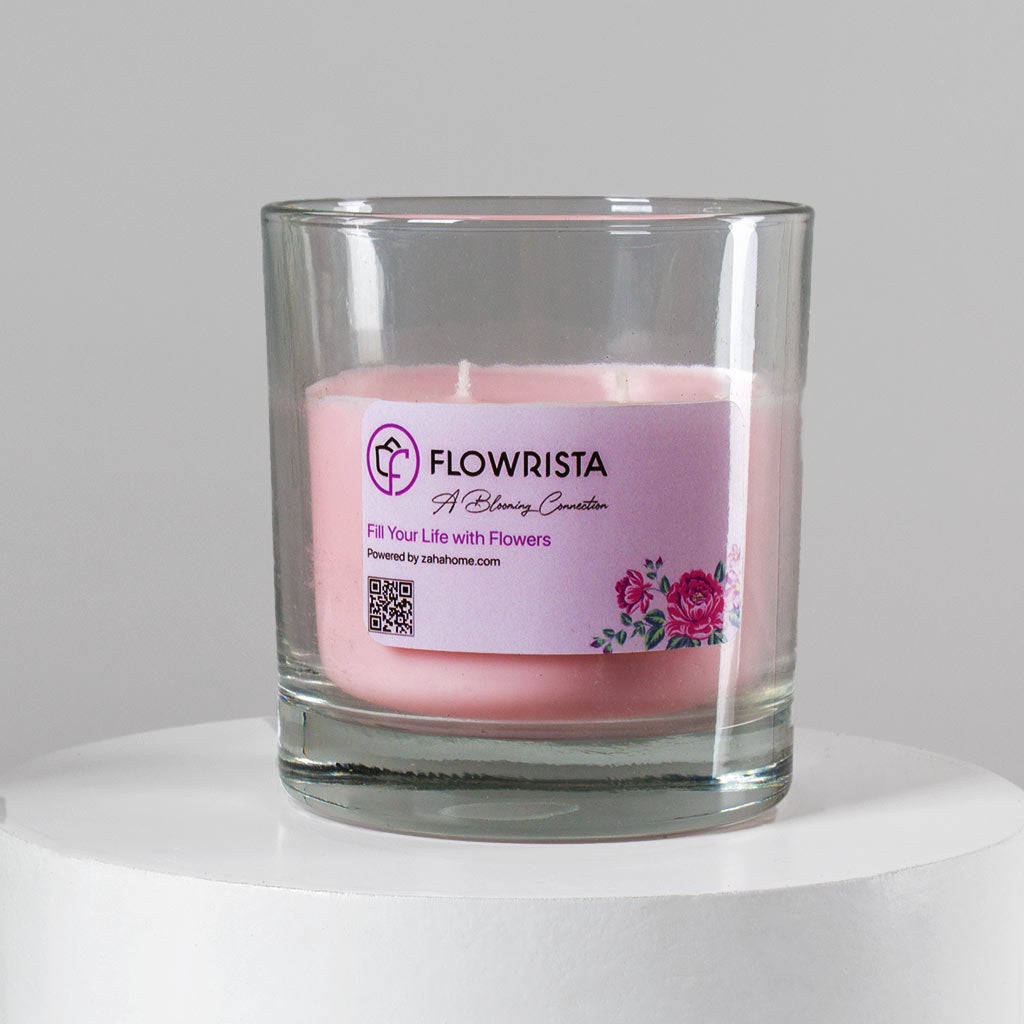 Alstroemeria Red & White Roses Vase & Zaha Candle