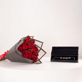 GUESS Life In Crystal Bracelet & Red Roses Bouquet