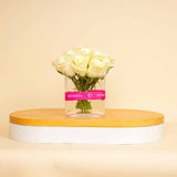 Flowrista | Cube Vase with 20 White Roses