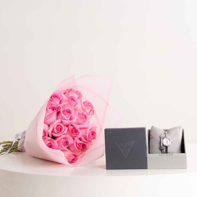 GUESS Chloe Bracelet Watch & Revival Roses Bouquet