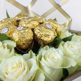 Bouquet of White Roses & Ferrero Rocher Chocolates