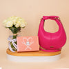 Alamki Bella Fuchsia Bag & Passionelle Mini Mellow Chocolate & White Roses Vase