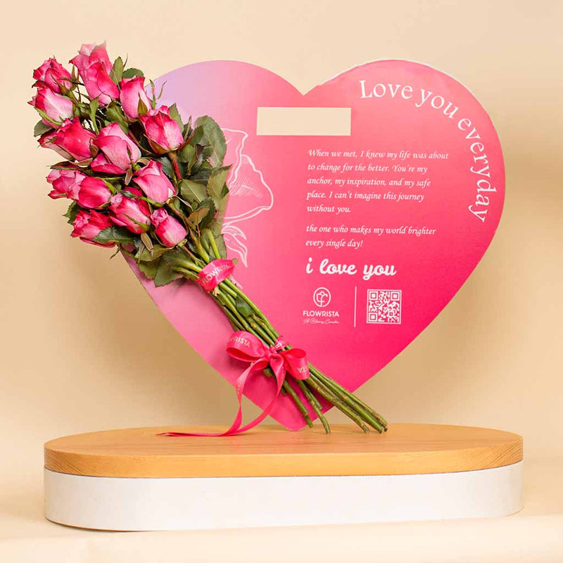 Elegant Heart – 15 Purple Roses