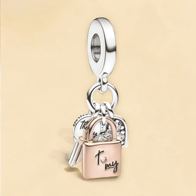 Pandora Lock, Key & Heart Charm - 14k Gold Plated Sterling Silver