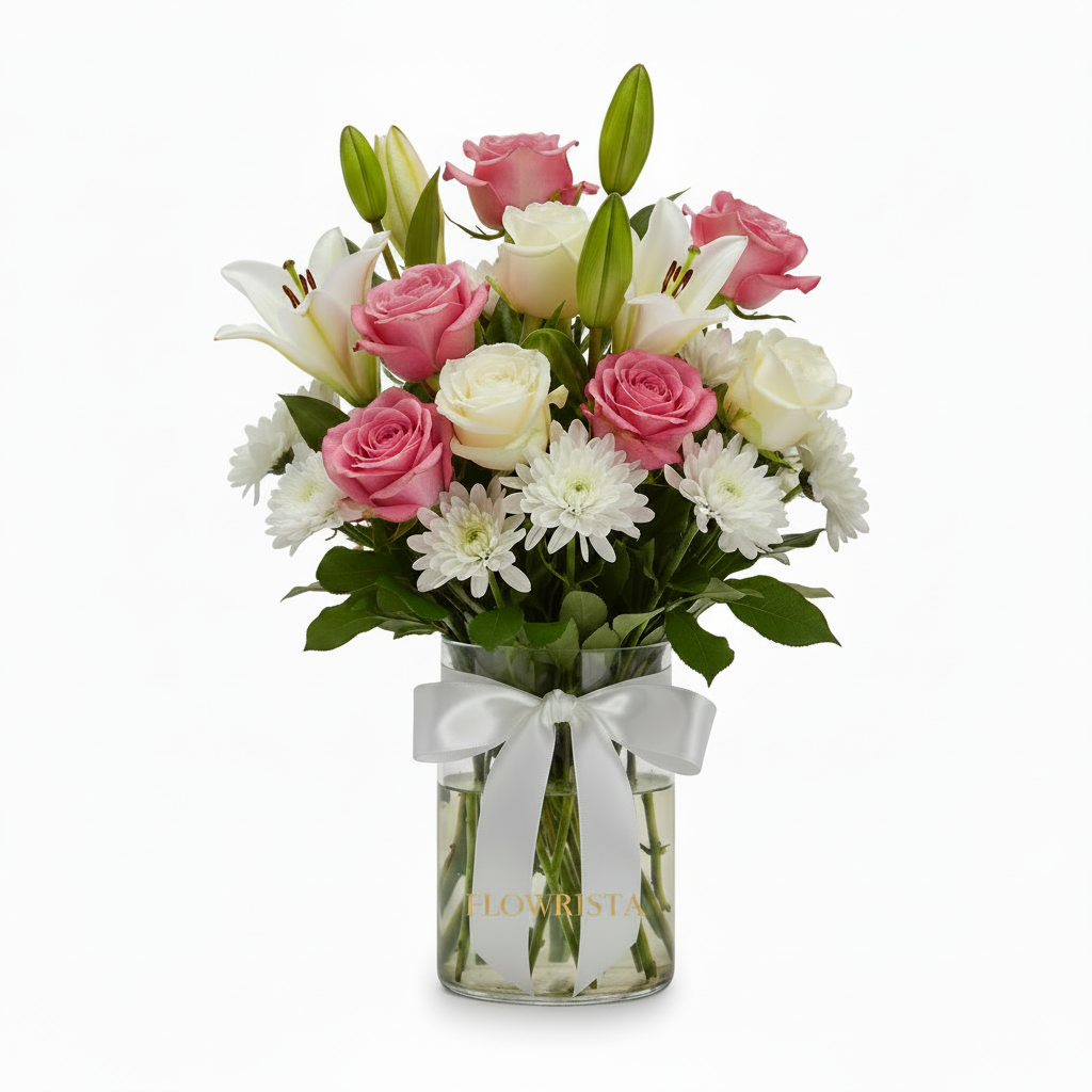 Flowrista Mixed Bouquet Glass Vase