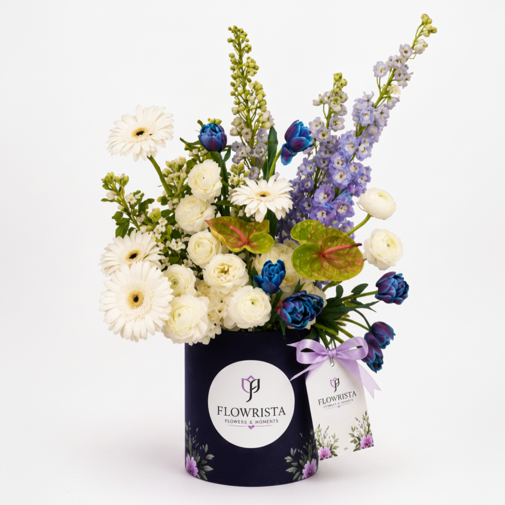 Flowrista Navy Flower Box - Clean White