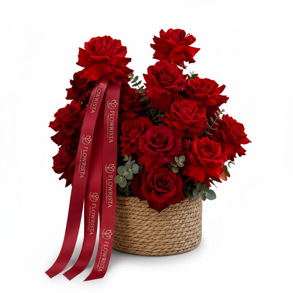 Flowrista Red Roses Rope Basket Only