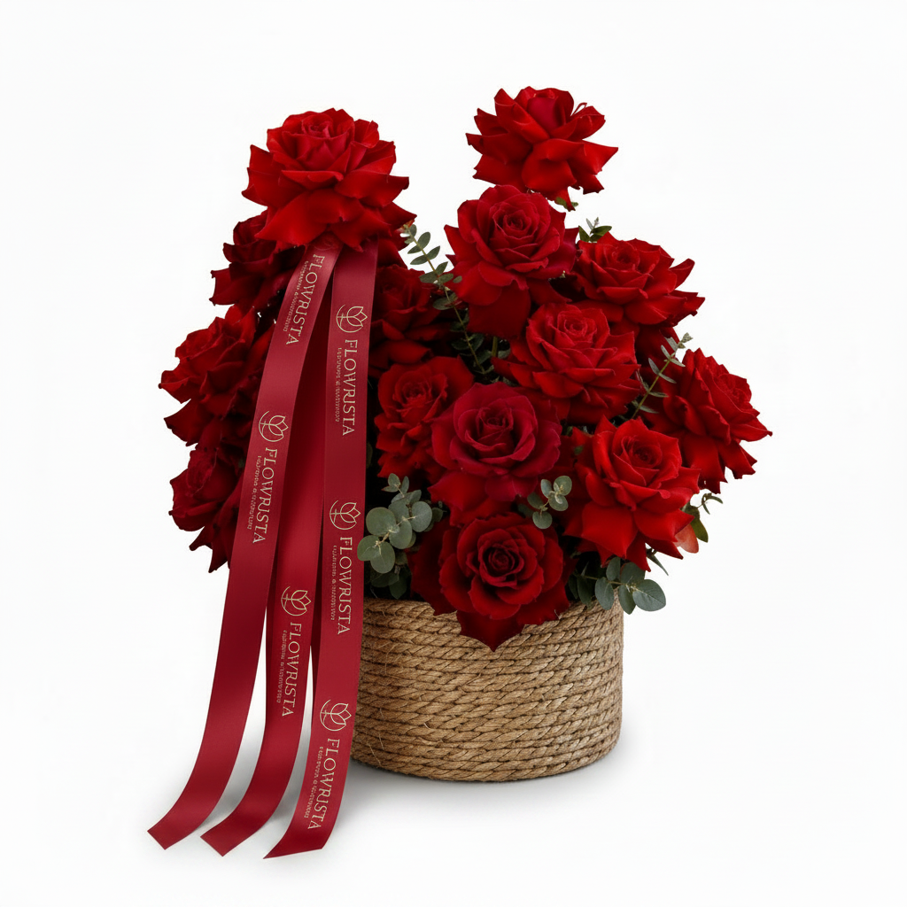 Flowrista Red Roses Rope Basket