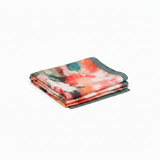 Mango orange floral printed satin scarf on white background