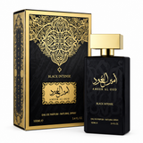 Amir Al Oud Black Intense Eau de Parfum 100ml black bottle with gold cap and matching box
