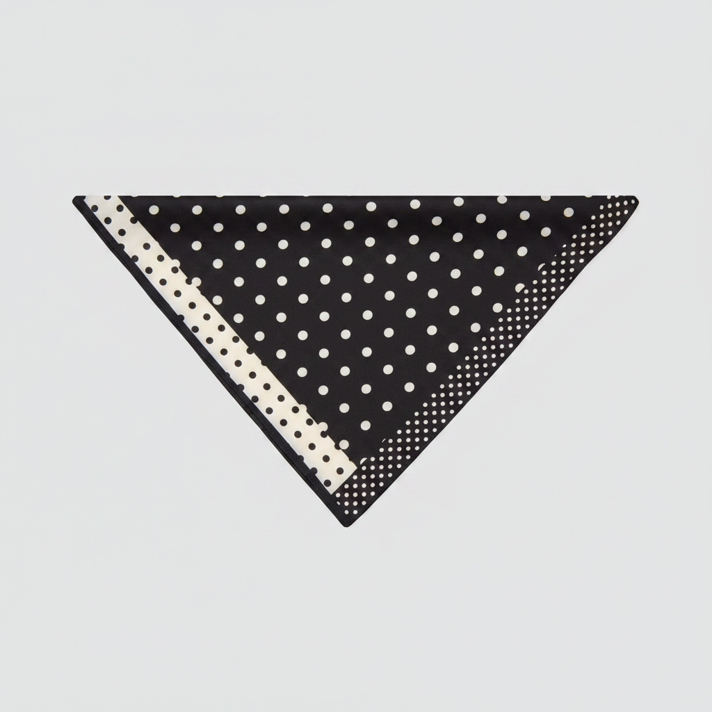 Mango black satin triangular handkerchief scarf with white polka dots 120x57cm